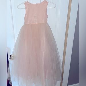 Pink Sequin Fluffy Heart Dress